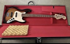 Electric Bass Guitar And Hard Case 1997 ? Fender Jazz Bass style. Nice. 