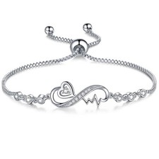 Gifts for Girlfriend Her, Infinity Heartbeat Bracelets for Women, Birthday Prese