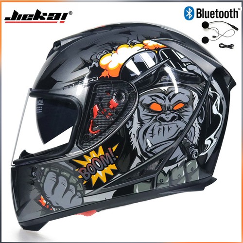 Bluetooth Full Face Motorcycle Helmet Double Lens Bike Bicycle Crash Helmet DOT - Foto 43 di 60