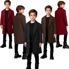 Kids Boys Coat Gentleman Tailcoat Elegant Jacket Flap Pockets Casual Prom Warm