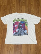 R.L. Stine Goosebumps T Shirt White Cotton Short Sleeve Sz M Haunted School
