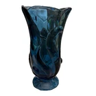 Vintage Rare Fenton Cobalt Blue Vase Raised Design Scalloped Edge Beautiful