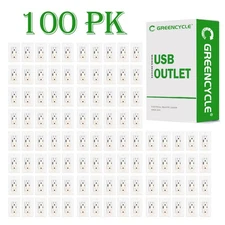 100 PK USB C+A 24W Fast Charging Outlets, 4.8A, LED Night Light, On/Off Switch