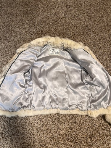 BB Dakota Women’s Rabbit Fur Coat Jacket White/Beige Color Size Medium - Picture 5 of 6