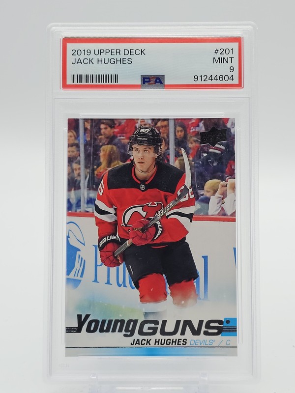JACK HUGHES 2019-20 UD YOUNG GUNS ROOKIE #201 DEVILS PSA 9 Q7188