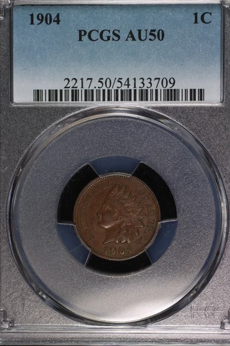 Indian Head Cent. 1904 PCGS AU50. Lot # 9064-476-709