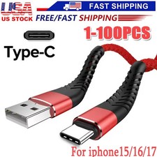 Braided USB C Type C Fast Charging Data Cable Cord for iPhone 16 Pro Max 15 lot