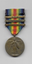 WW1 US VICTORY MEDAL WITH 3 BARS