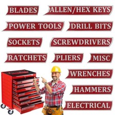 Magnetic Toolbox Labels Set 12-pack Reusable 3d Printed Tool Tags Strong M...