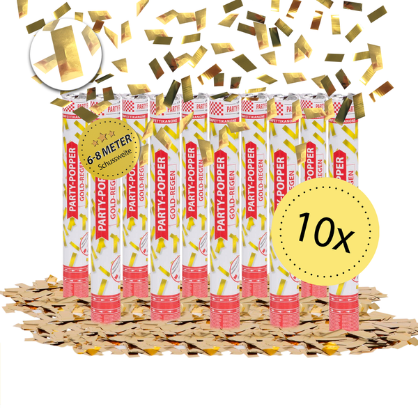 Party Popper 40Cm Goldregen 10Er Set Konfetti Shooter Silvester Party-image