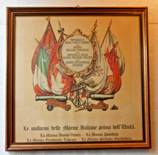 Print "Italian Marine Flags Before Unity" w/ Frame and Glass cm. 38 x38