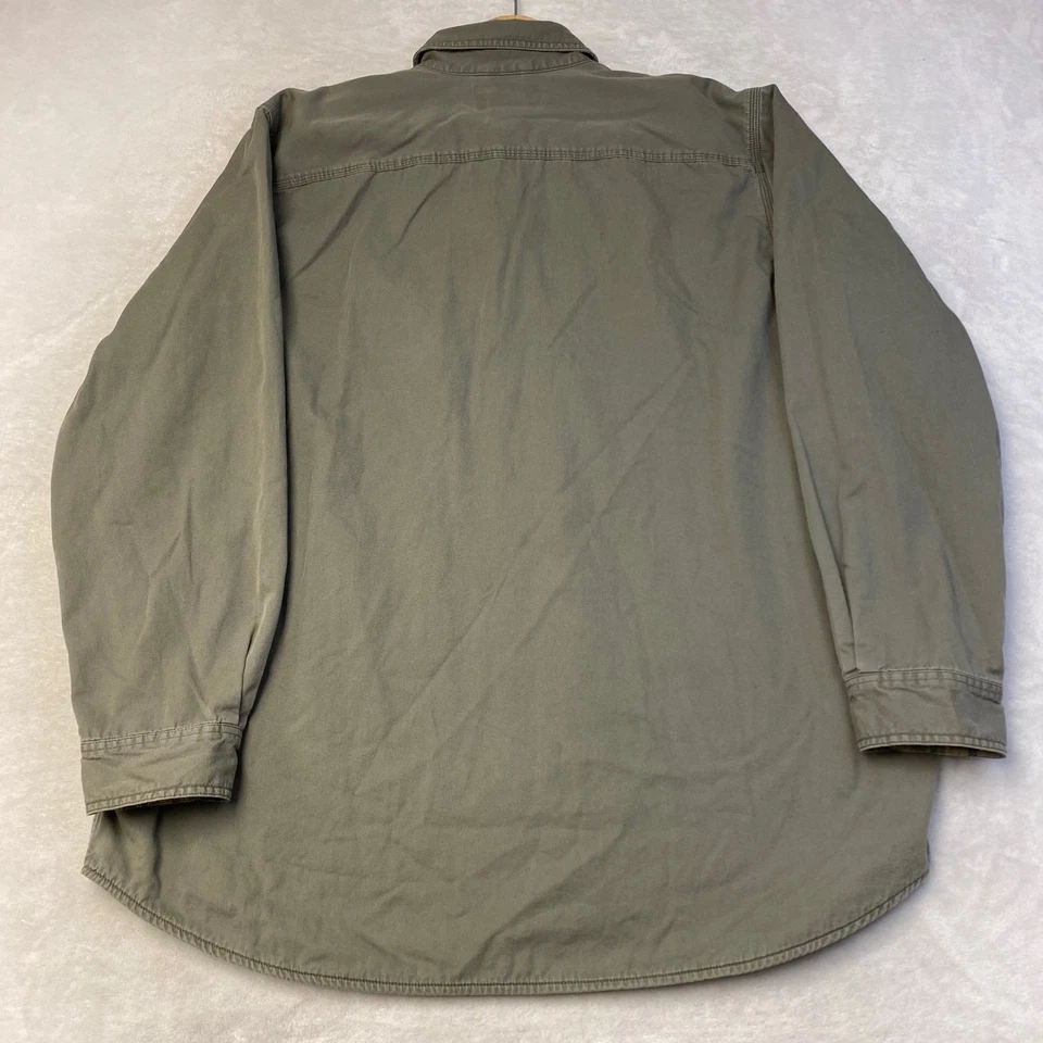 LL Bean Mens Flannel Lined Shirt Jacket XL Tall Green Workwear Outdoor - Image 3 of 4