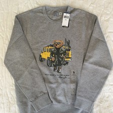 Polo Ralph Lauren Gray Defender Truck Bear Men s M Crewneck Sweatshirt NWT NEW