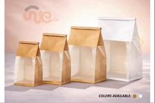 Kraft Paper Bags with Window  Tin Tie - Stand Up Pouches for Food,Bakery 50 Psc