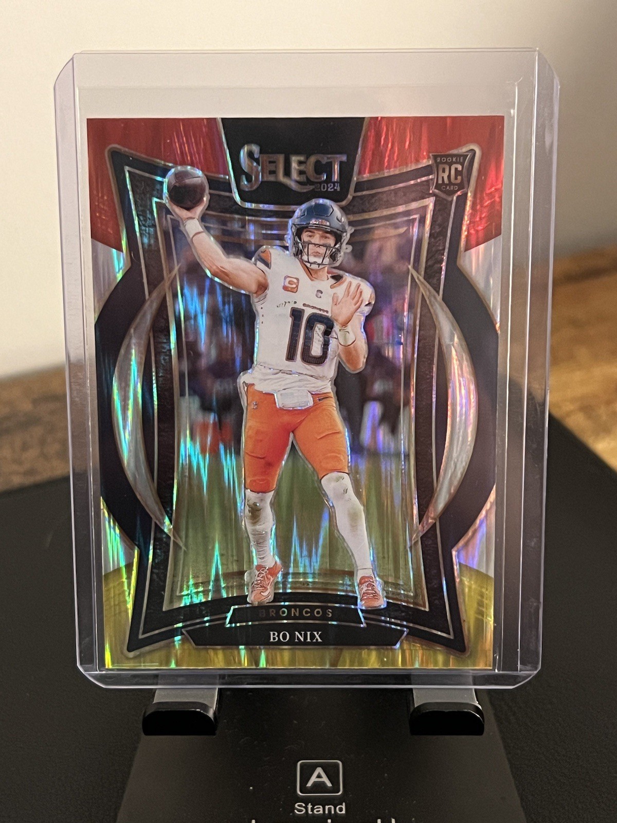 2024 Panini Select #30 Bo Nix Rookie Concourse Red & Yellow Shock Prizm