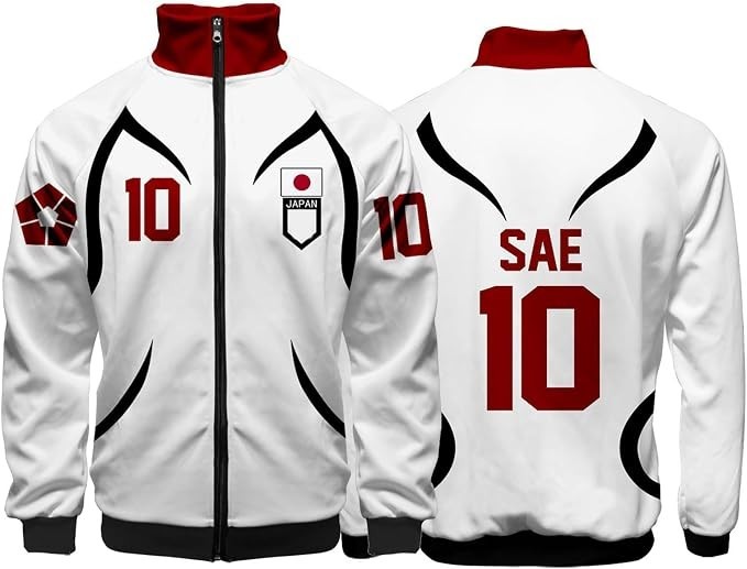 Mens Anime Jacket Lock Sae Itoshi Role Playing 3d Print Sports Zip Up Coat LARGE - second product detail image