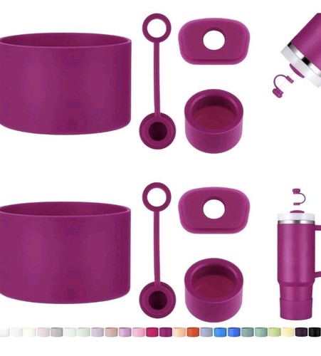 Stanley Becher Zubehör Set inkl. 8 Stück Silikon Auslaufsicher Stopfen, Fuscia