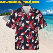 Cleveland Indians Wahoo Seamless Face Hawaiian Shirt