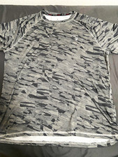 Spyder Swim Men s XL Gray/Black Camo Rash Guard SS Crew Quick Dry UV
