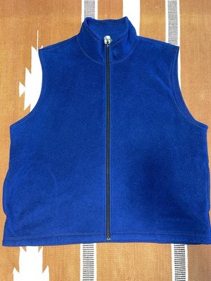 VINTAGE LL Bean Vest Men XL Factory Store Blue Fleece Pile Jacket 90s Hiking USA