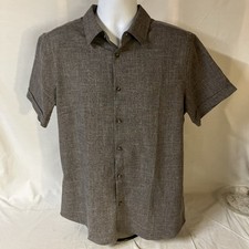 PJ Paul Jones Button Front Short Sleeve Shirt Medium Gray NWT Free Shipping