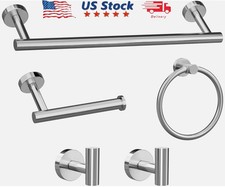 5 Pcs Brushed Nickel Bathroom Hardware Set Towel Bar Towel Racks Hooks Ring