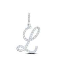 0.18CTW Natural Diamond 2.05g Sterling Silver Initial "L" Pendant Letter Charm