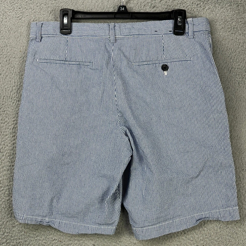 Pantalones Cortos Banana Republic Para Hombres Seersucker Aiden 33 Azul Blanco Rayas Caquis Informales Foto 2 de 4