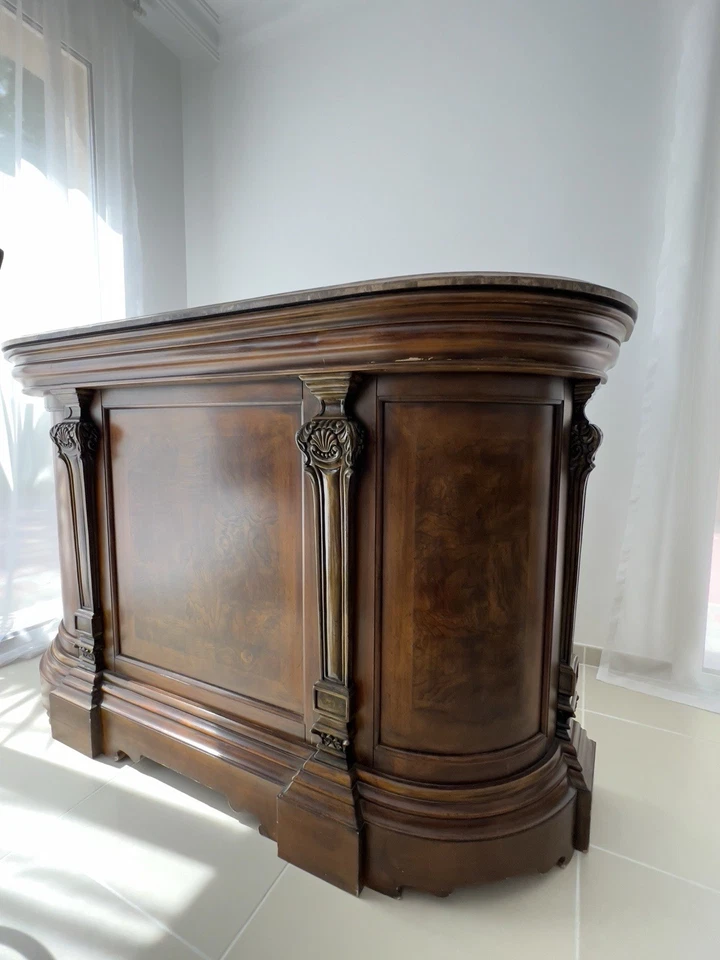 Mesa de bar Ashley granito e madeira maciça acabamento marrom moderna e contemporânea - Imagem 2 de 4