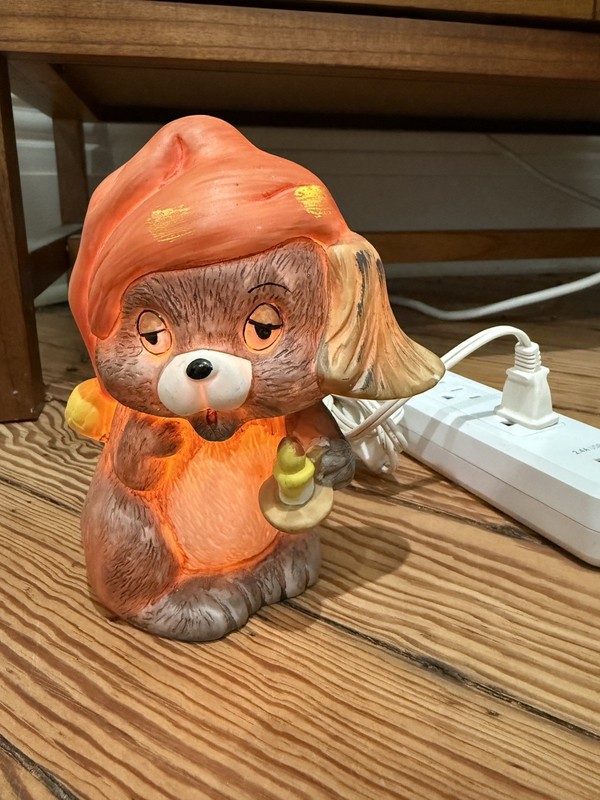 MCM Interpur Porcelain Sleepy Puppy Dog Night Light Handpainted Taiwan Vintage 