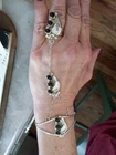 VINTAGE NAVAJO STERLING SILVER OVAL BLACK ONYX SLAVE BRACELET CUFF RING SIZE 6