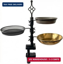Balcony Porch Deck Railing Bird Feeding Station 3-Tier Bird Bath and Feeders Fen