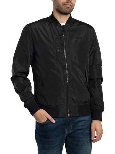 Schott Men's Airstar Lightweight Bomber Jacket, Black - Picture 3 of 11