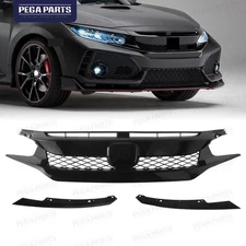For 2016-2018 Honda Civic Front Grille Type R Style Hood Grill Glossy Black