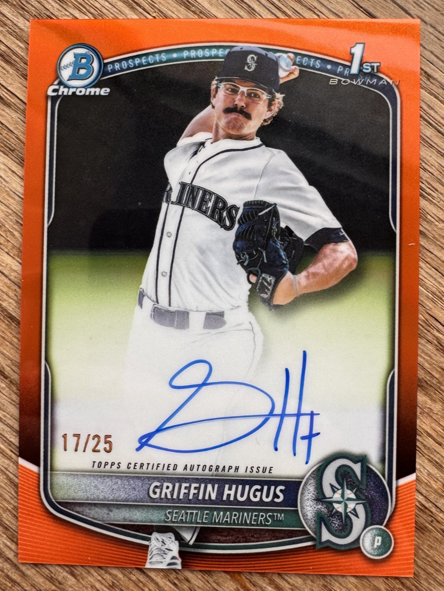 2025 Bowman Draft Chrome 1st True Orange Refractor Auto #/25 Griffin Hugus MINT