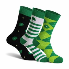 COUVER Men's Cotton Funny Patterned Novelty Crew Socks, Size 10-13 , 3 Pairs