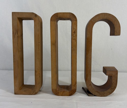 Vintage 10” Tall Solid Wood Letters “DOG”Sign Industrial Architectural Art Deco