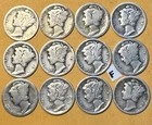 Mercury Dimes Lot of 12 90% Silver - 1920's  [F]