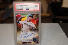 Eury Perez 2023 Bowman's Best Gold Refractor /50 Auto Rookie RC Marlins PSA 9
