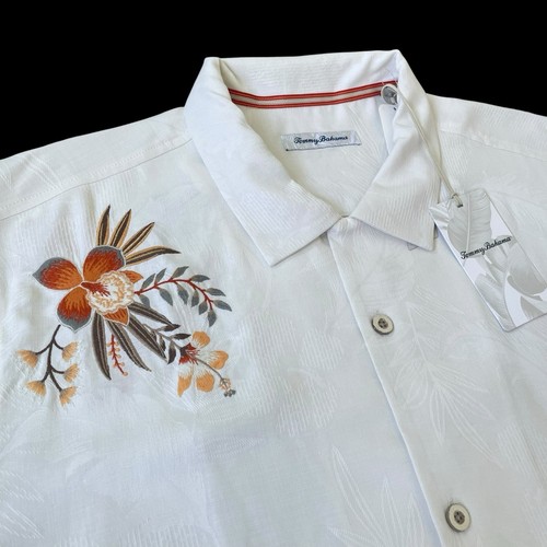 Tommy Bahama El Dorado Floral Embroidered Silk Camp Shirt Size 2XL $158 - Picture 8 of 10