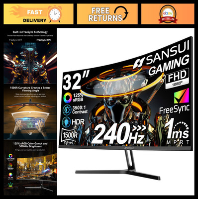 32'' Curved 240Hz Gaming Monitor, FHD 1080P, 1ms MPRT, HDR, HDMI, VESA Compatible