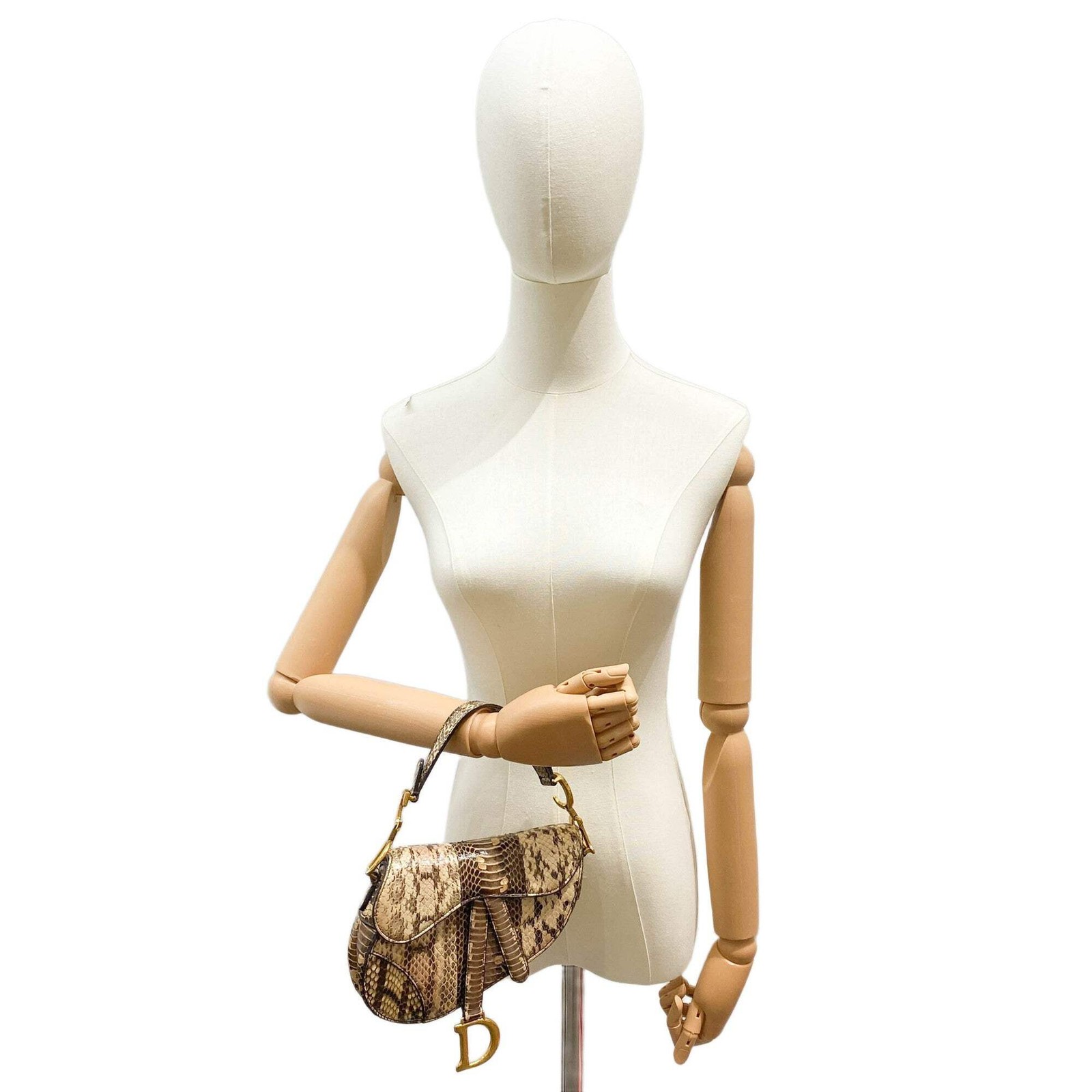 DIOR Mini Saddle Brown Embossed Python Two Way Bag — image 3