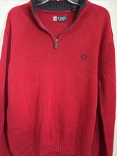Vintage Chaps Red 1/4 Zip Pullover Y2K 90s Retro Holiday Designer Sweater SzL