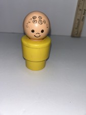 Vintage Fisher-Price Little People Baby Yellow Body Swirl Hair Figure Toy