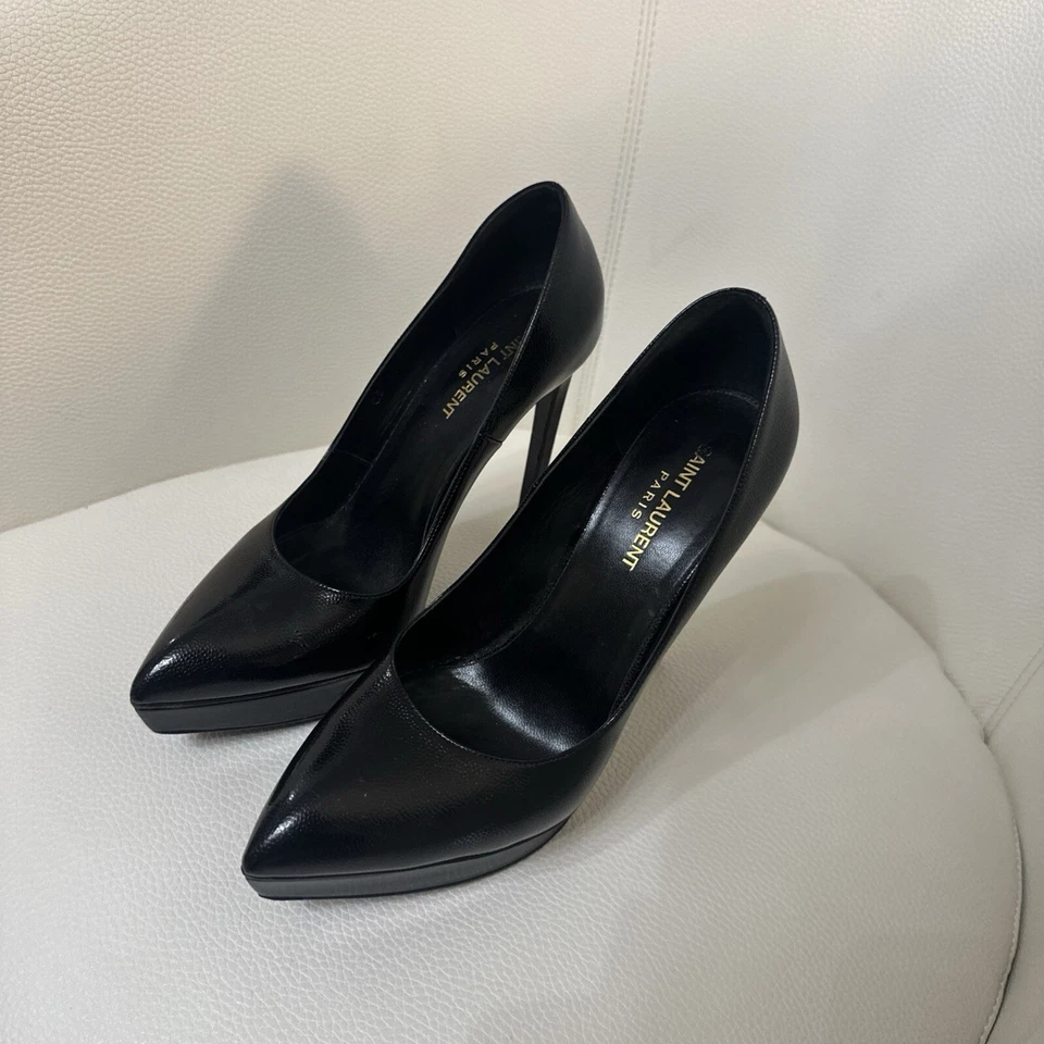 Bombas de plataforma Saint Laurent Patent Janis Flash 105 36,5 Porcellana Nero - Nuevas en caja Foto 2 de 4