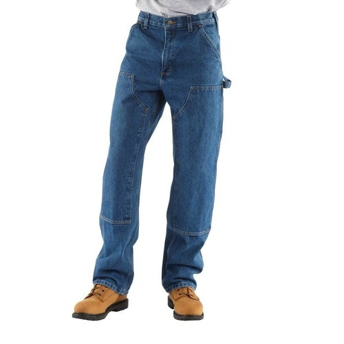 NUOVO CARHARTT Lavato Denim Lavoro Salopette Taglia 32x34 B73 DST Doppio  Anteriore Logger | eBay