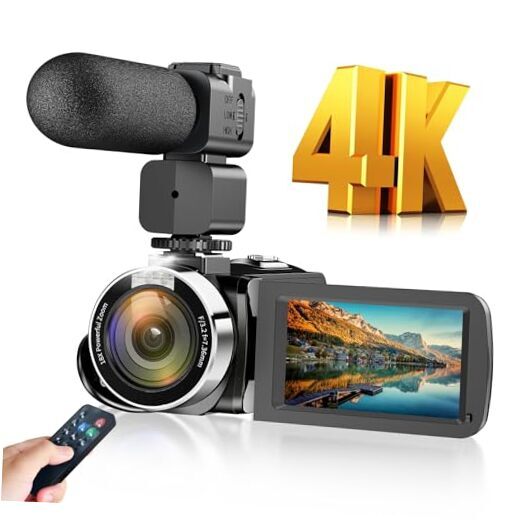 4K Camcorder Video Camera, 48MP 18X Digital Video Camera for YouTube 3.5'' 270-image