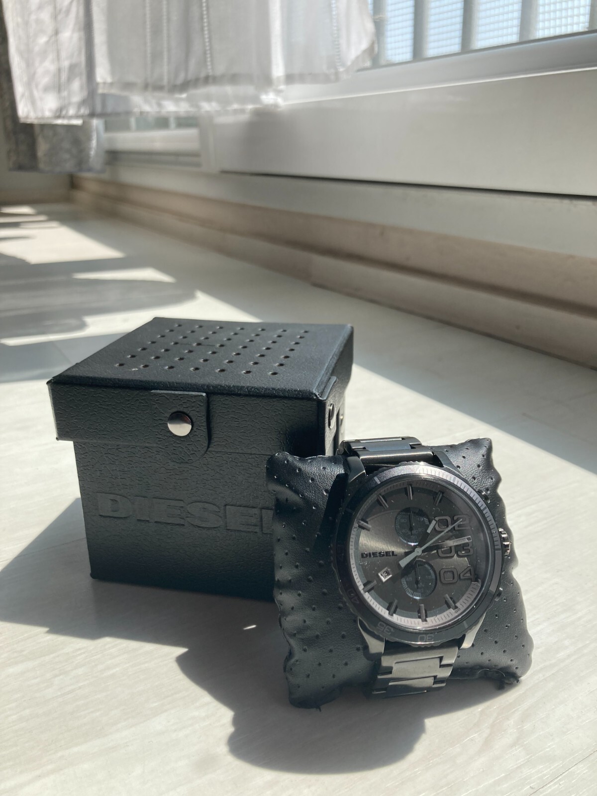 Montre Chronographe Diesel Double Down en acier avec dateur et cadran noir