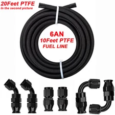 6AN-8AN-10AN Black Nylon E85 PTFE Fuel Line 10-20FT w/6 or 10 Fittings Hose Kit