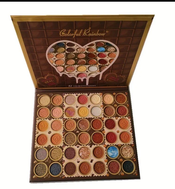 Colorful Rainbow CHOCOLATE VAULT 42 Color Eyeshadow Palette w/real